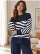 Conjunto jersey rayas horizontales y pantalón wide leg