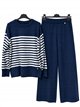 Conjunto jersey rayas horizontales y pantalón wide leg