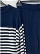 Conjunto jersey rayas horizontales y pantalón wide leg