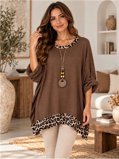 Pull grande taille à imprimé léopard