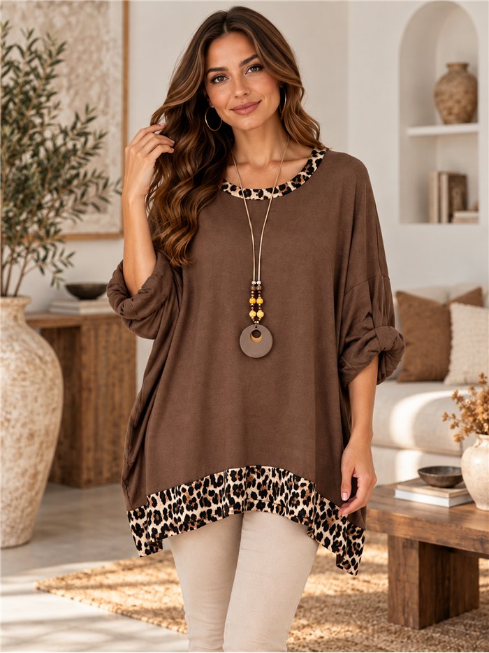 Pull grande taille à imprimé léopard