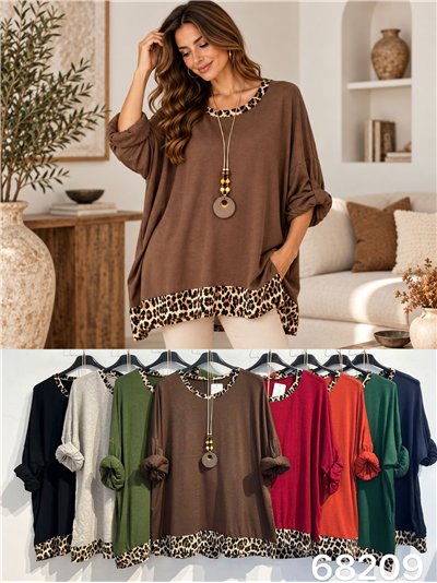 Pull grande taille à imprimé léopard 2