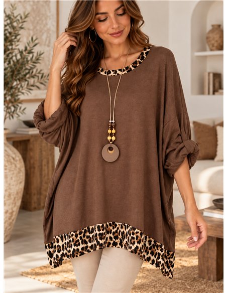 Pull grande taille à imprimé léopard