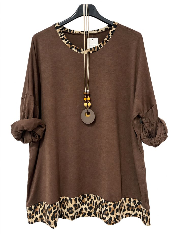 Pull grande taille à imprimé léopard