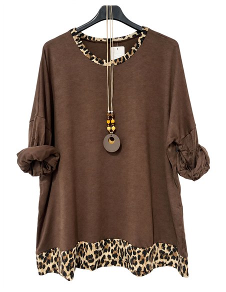 Pull grande taille à imprimé léopard