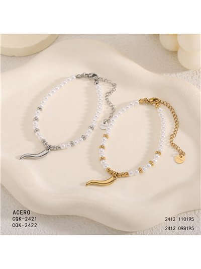 Pulsera de cuentas tipo perla con colgante de guindilla 2