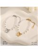 Pulsera de cuentas tipo perla con colgante de mariposa