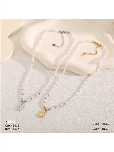 Collier de perles nacrées avec pendentif ananas 2