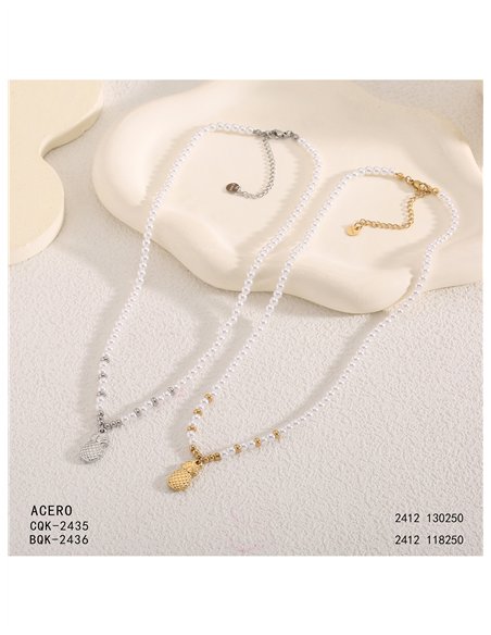 Collier de perles nacrées avec pendentif ananas