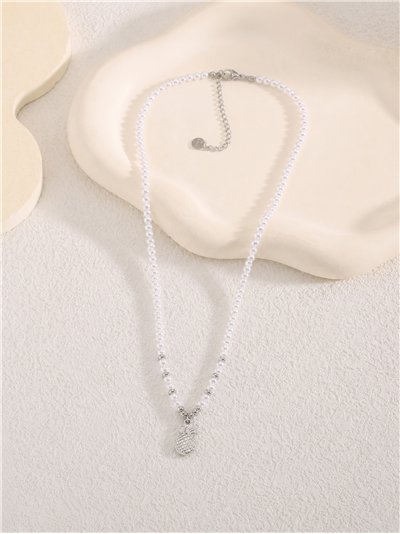 Collier de perles nacrées avec pendentif ananas