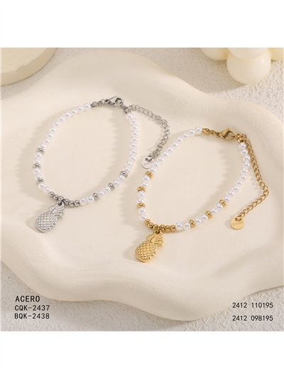 Pulsera de cuentas tipo perla con colgante de piña 2
