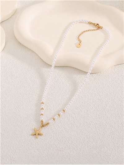 Collier de perles nacrées avec pendentif étoile de mer
