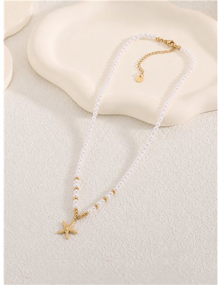 Collier de perles nacrées avec pendentif étoile de mer