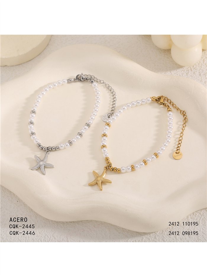 Perlenähnliches Armband mit Seesternanhänger