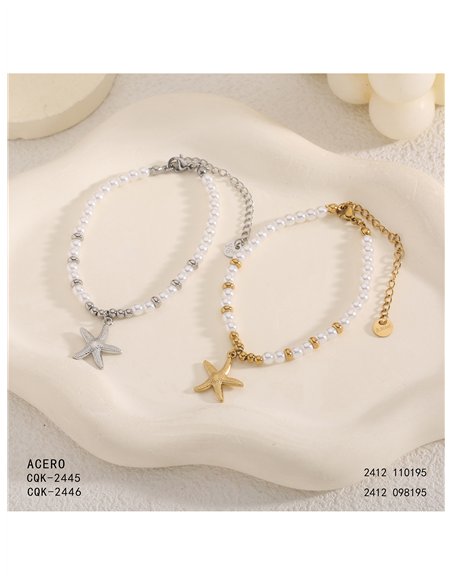 Perlenähnliches Armband mit Seesternanhänger