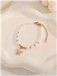 Pulsera de cuentas tipo perla con colgante de estrella de mar