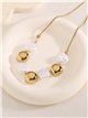 Collier en acier orné de pièces géométriques bicolores blanches et dorées