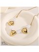 Collier en acier orné de perles dorées en forme de larme et de perles blanches à effet nacre.