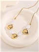 Collier en acier orné de perles dorées en forme de larme et de perles blanches à effet nacre.