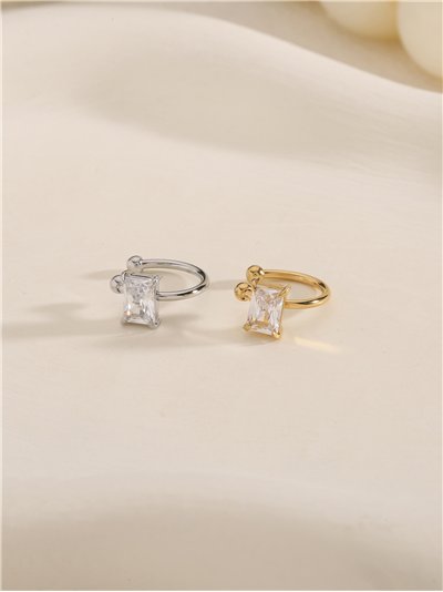 Ear cuff circonita rectangular de acero