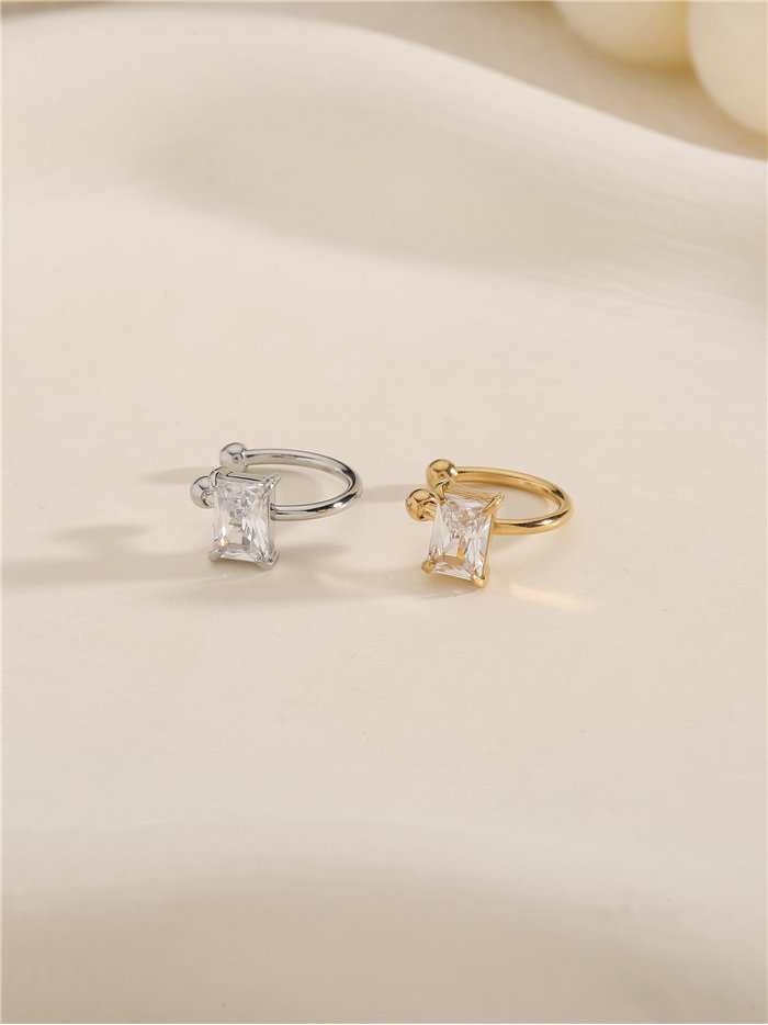 Ear cuff circonita rectangular de acero