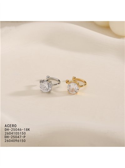 Ear cuff circonita redonda de acero 2