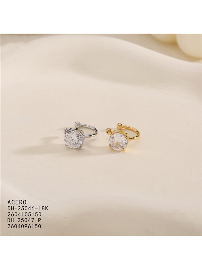 Ear cuff circonita redonda de acero