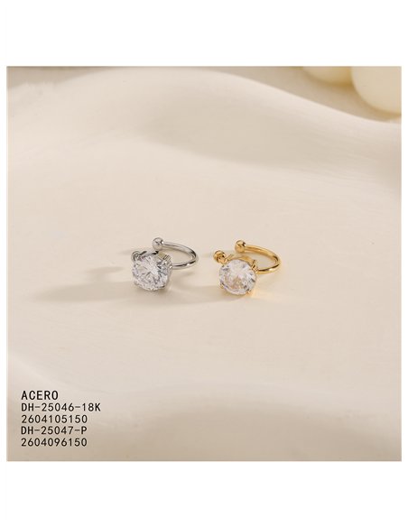 Ear cuff circonita redonda de acero