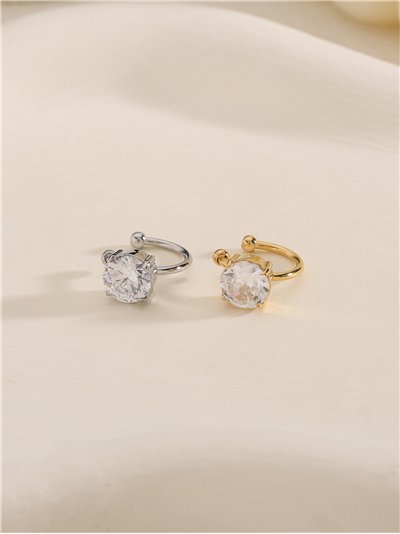 Ear cuff circonita redonda de acero