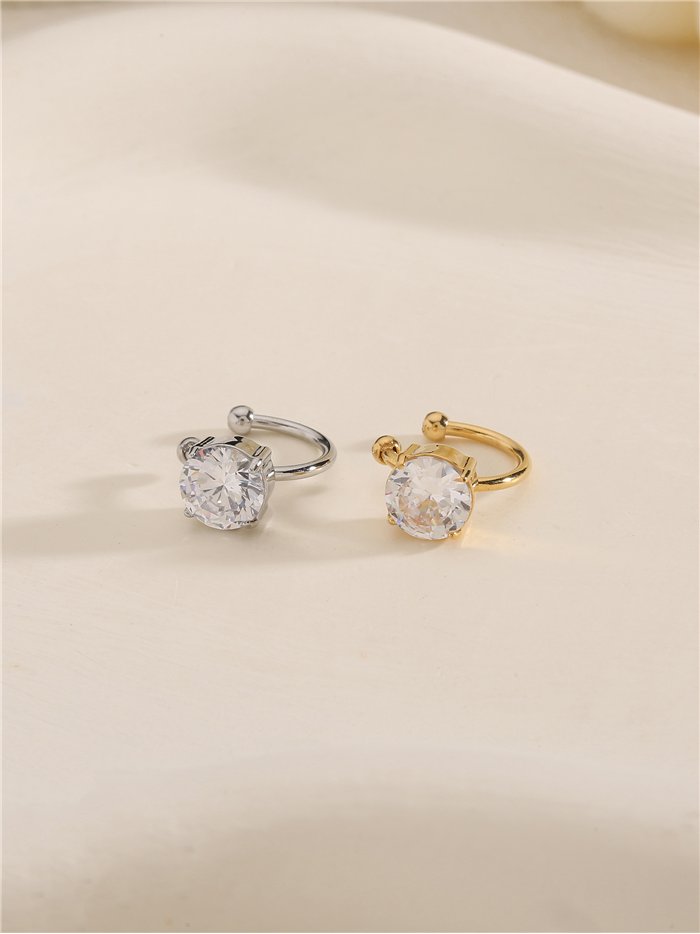 Ear cuff circonita redonda de acero