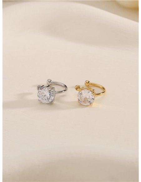 Ear cuff circonita redonda de acero