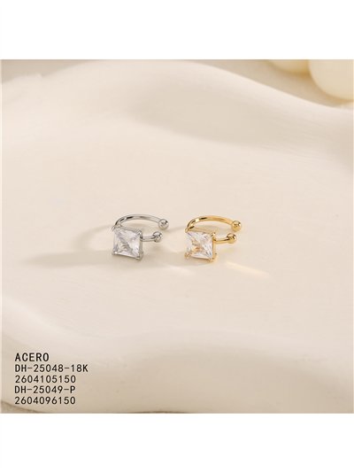 Ear cuff circonita cuadrada de acero 2