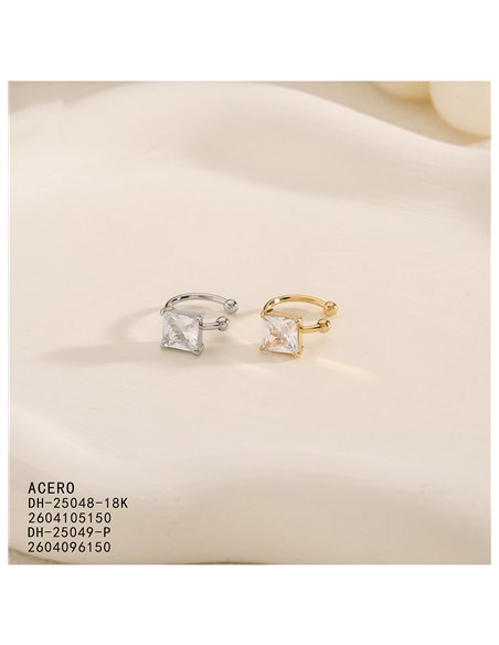 Ear cuff circonita cuadrada de acero