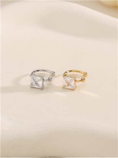Ear cuff circonita cuadrada de acero