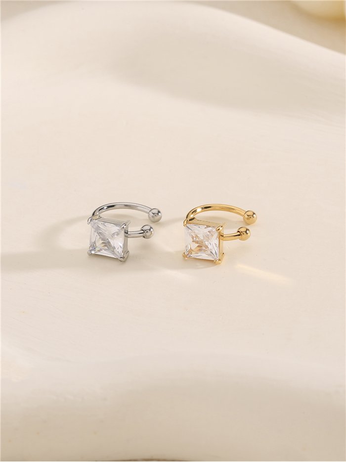 Ear cuff circonita cuadrada de acero