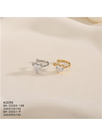 Ear cuff circonita corazón de acero 2