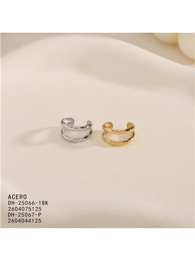 Ear cuff doble aro martillado de acero 2