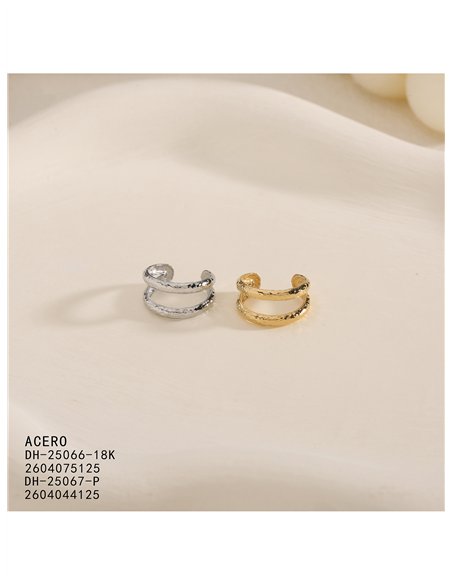 Ear cuff doble aro martillado de acero