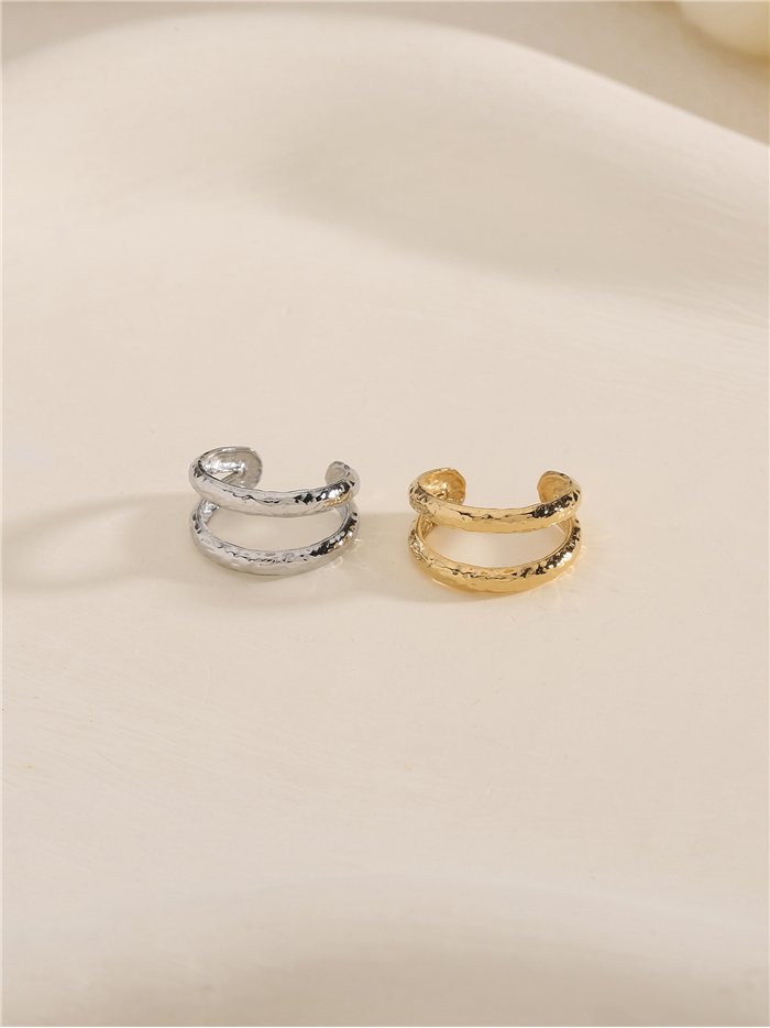 Ear cuff doble aro martillado de acero