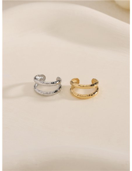 Ear cuff doble aro martillado de acero