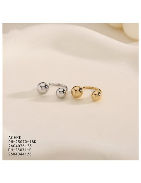 Ear cuff doble bola de acero
