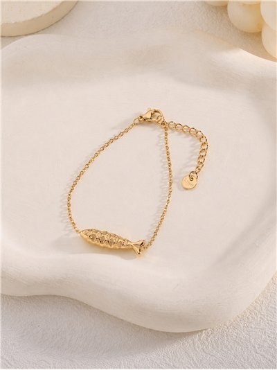 Bracciale a traforo a forma di pesce in acciaio