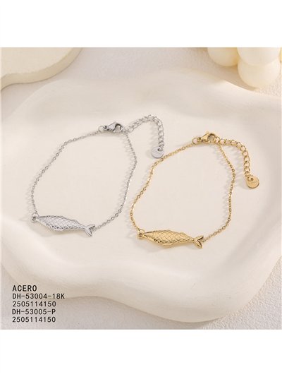Stainless steel textured fish bracelet 2