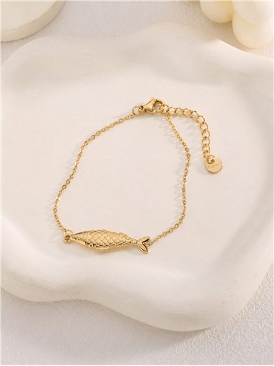 Stainless steel textured fish bracelet
