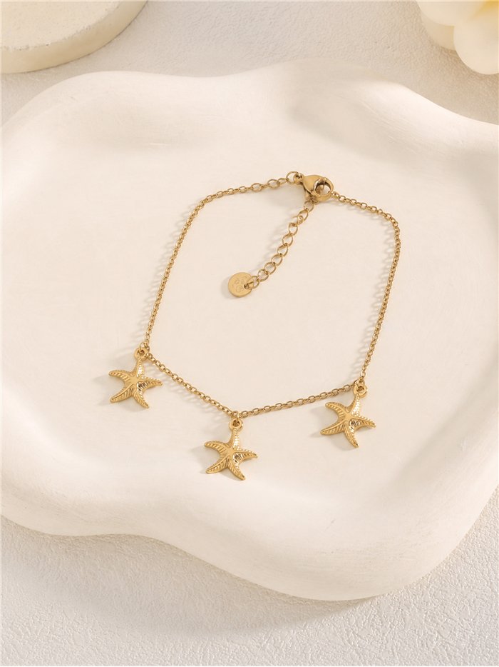 Pulsera triple estrella de mar de acero