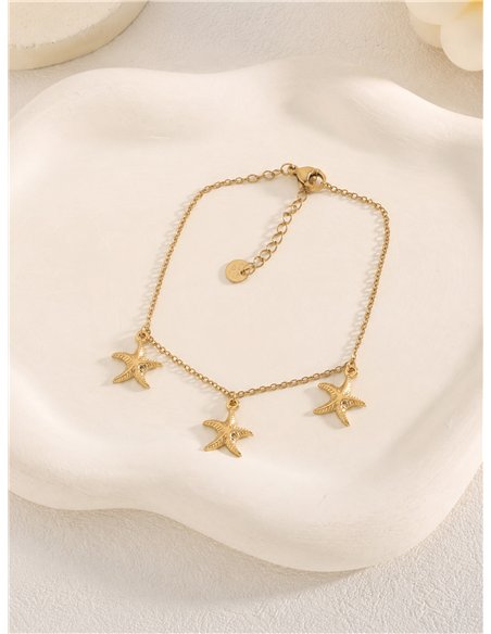 Pulsera triple estrella de mar de acero