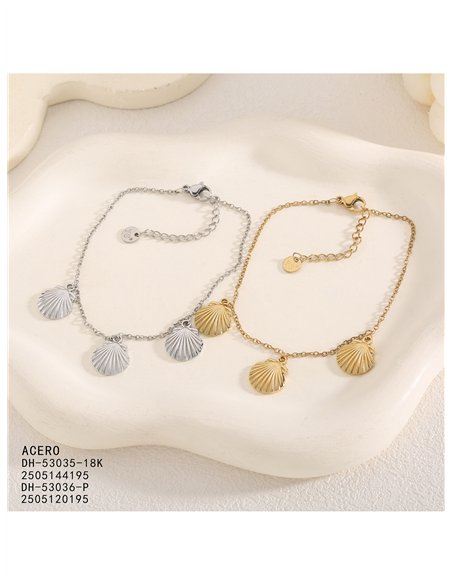 Pulsera triple concha de acero