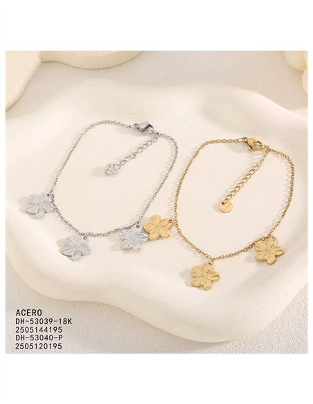 Pulsera triple flor de acero
