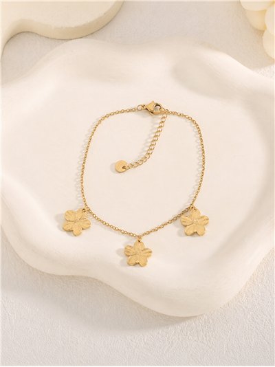 Pulsera triple flor de acero