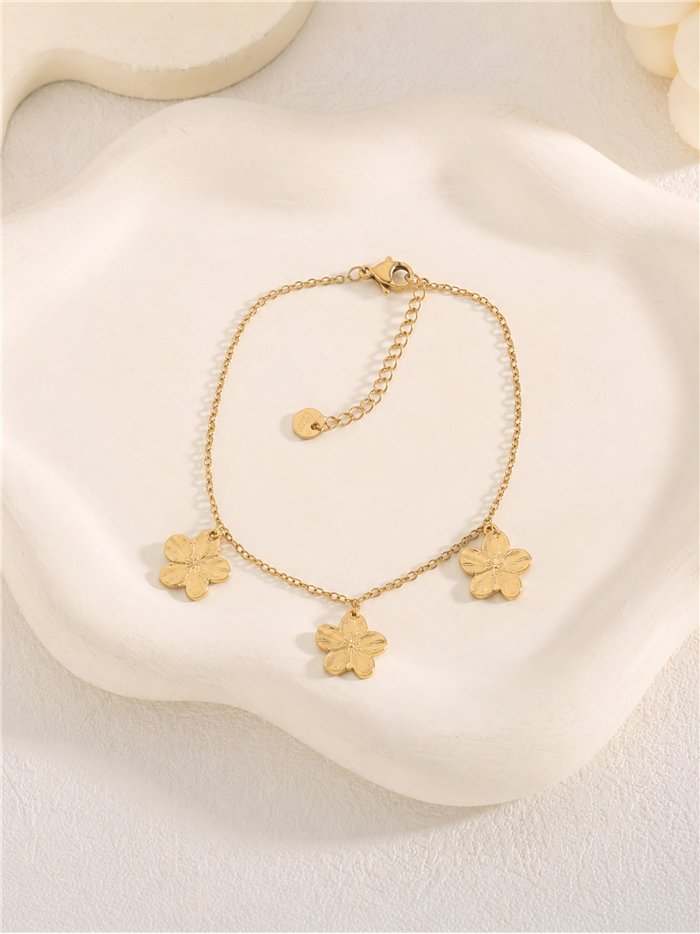Pulsera triple flor de acero